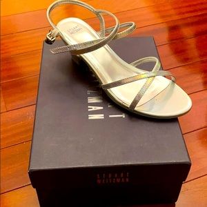 Stuart Weitzman Silver Strappy Block heel
